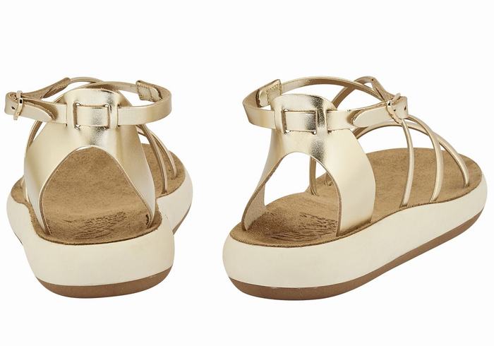 Women Ancient Greek Sandals Anastasia Comfort Ankle Strap Sandals Gold White | ZMZ5954XB