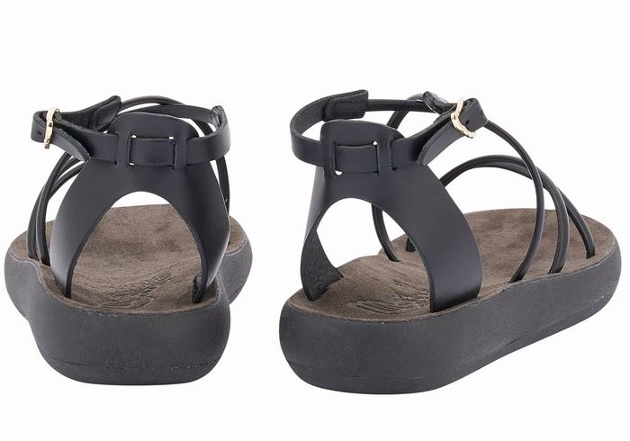 Women Ancient Greek Sandals Anastasia Comfort Ankle Strap Sandals Black | XMK982SG