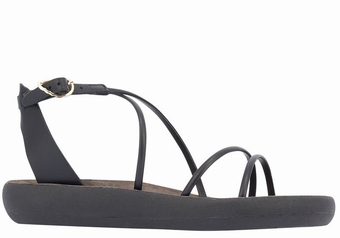 Women Ancient Greek Sandals Anastasia Comfort Ankle Strap Sandals Black | XMK982SG