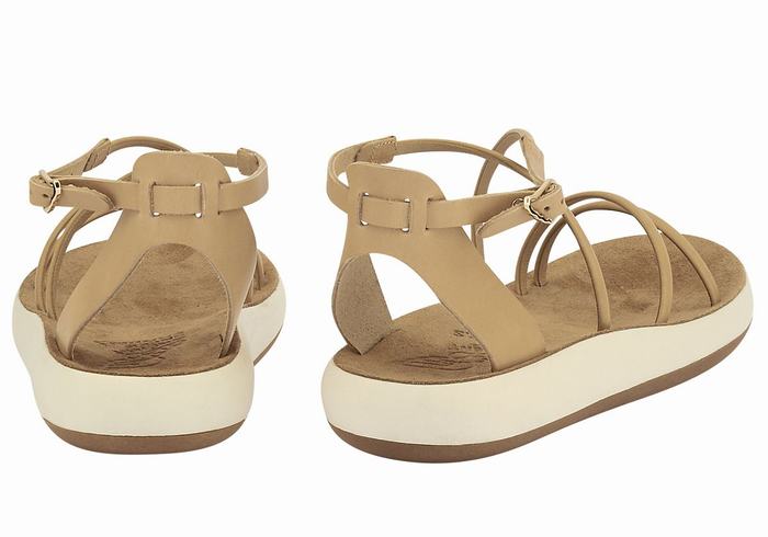 Women Ancient Greek Sandals Anastasia Comfort Ankle Strap Sandals Beige | UTI5929ZC