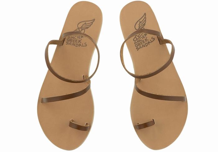 Women Ancient Greek Sandals Apli Eleftheria Leather Fisherman Sandals Dark Brown | KNA3583NA