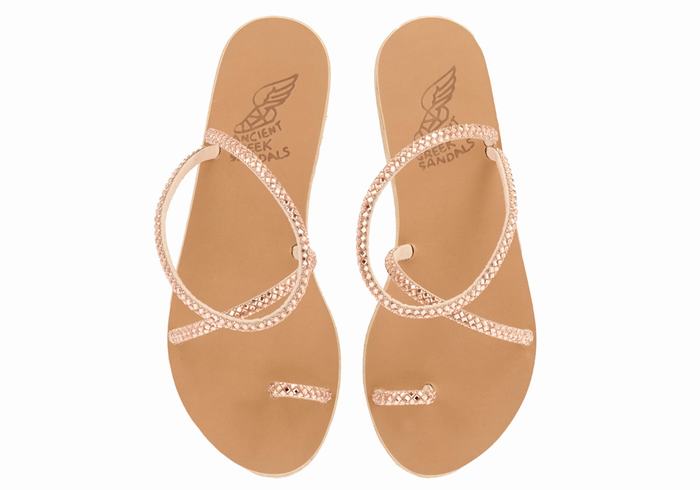 Women Ancient Greek Sandals Apli Eleftheria Toe-Post Sandals Rose Gold | LZN157LP