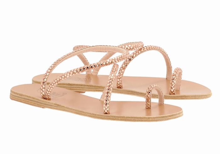 Women Ancient Greek Sandals Apli Eleftheria Toe-Post Sandals Rose Gold | LZN157LP