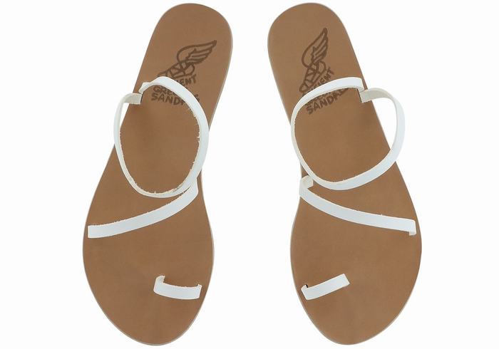 Women Ancient Greek Sandals Apli Eleftheria Leather Toe-Post Sandals White | NZH9938GB