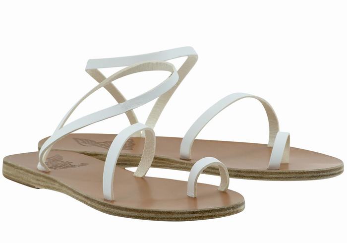 Women Ancient Greek Sandals Apli Eleftheria Leather Toe-Post Sandals White | NZH9938GB