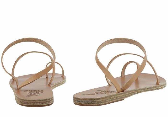 Women Ancient Greek Sandals Apli Eleftheria Leather Toe-Post Sandals Beige | GYU3583SV