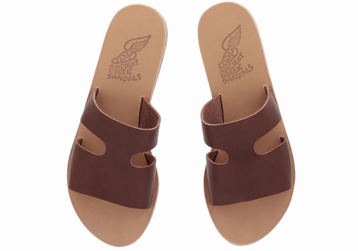 Women Ancient Greek Sandals Apteros Slide Sandals Coffee | BPG9756TF