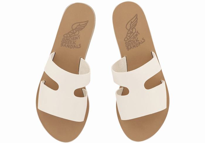 Women Ancient Greek Sandals Apteros Slide Sandals White | DQN8782UD