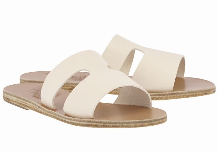 Women Ancient Greek Sandals Apteros Slide Sandals White | DQN8782UD