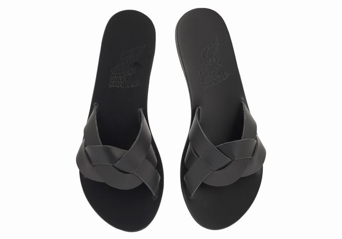 Women Ancient Greek Sandals Arachne Slide Sandals Black | GVI781XS