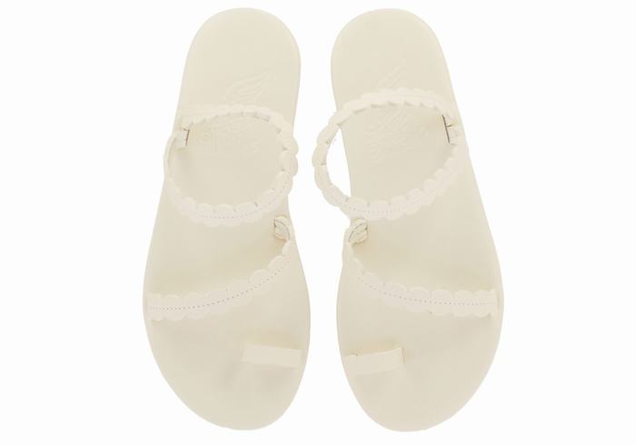 Women Ancient Greek Sandals Aura Toe-Post Sandals White | IKG9990MI