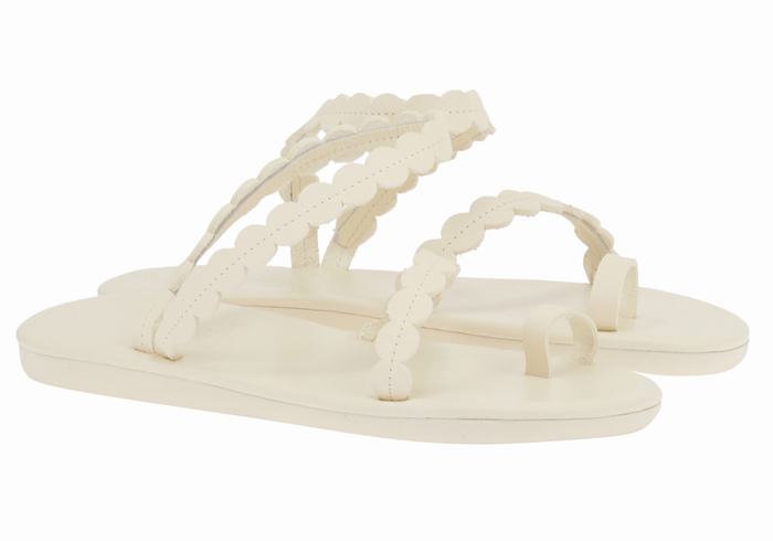 Women Ancient Greek Sandals Aura Toe-Post Sandals White | IKG9990MI