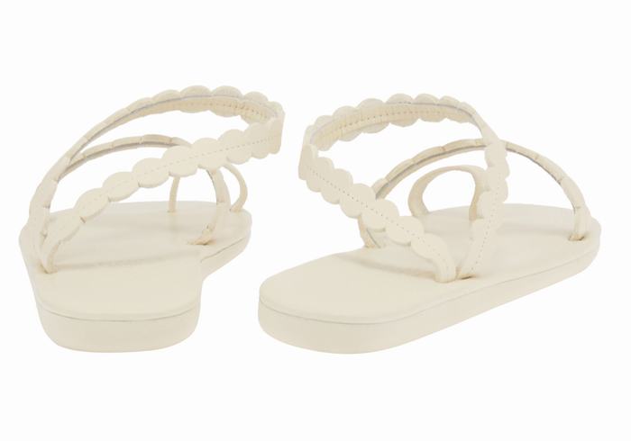 Women Ancient Greek Sandals Aura Toe-Post Sandals White | IKG9990MI