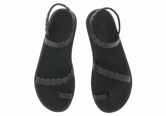 Women Ancient Greek Sandals Aura Toe-Post Sandals Black | FSK634AM