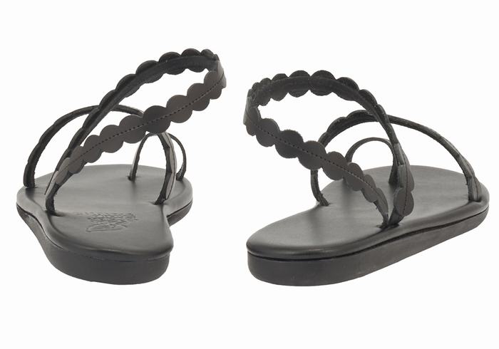 Women Ancient Greek Sandals Aura Toe-Post Sandals Black | FSK634AM