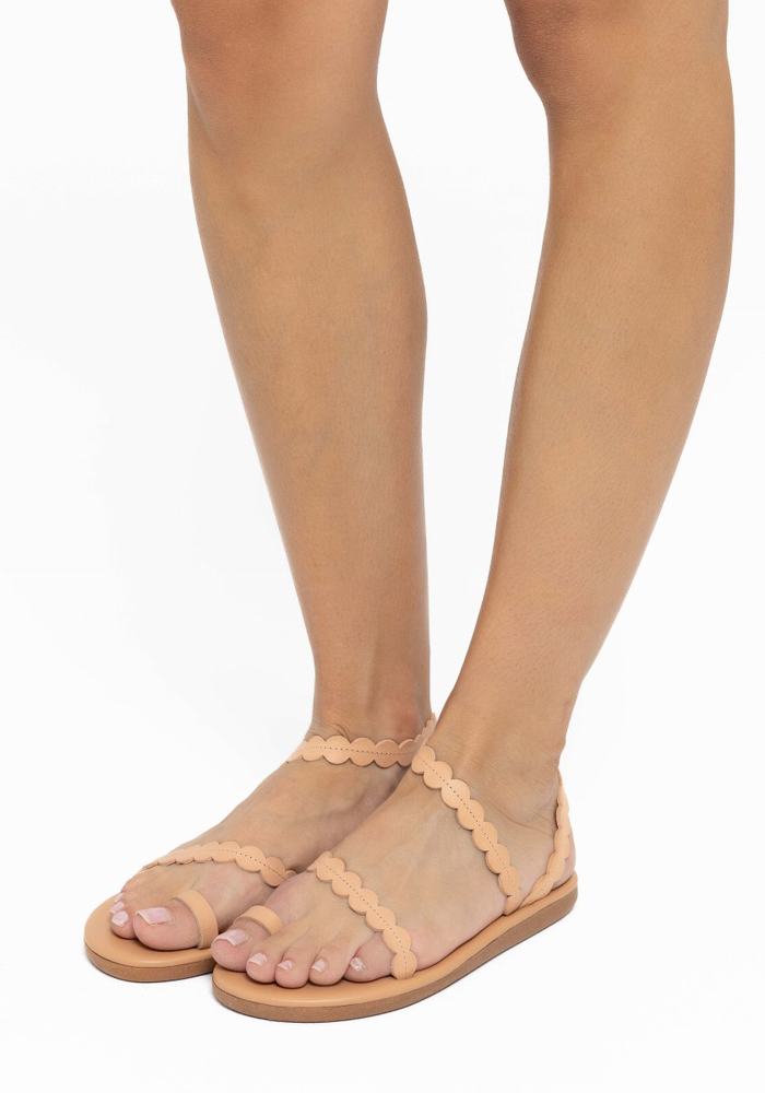 Women Ancient Greek Sandals Aura Toe-Post Sandals Beige | OZW369YT