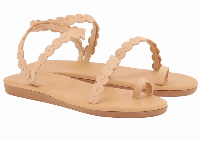 Women Ancient Greek Sandals Aura Toe-Post Sandals Beige | OZW369YT