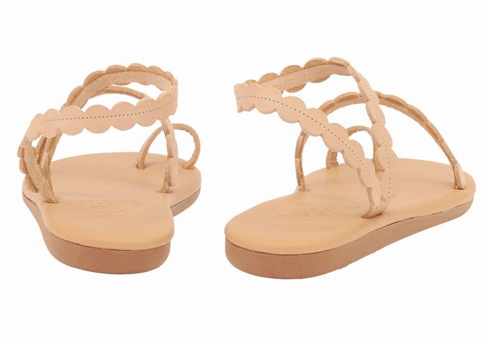 Women Ancient Greek Sandals Aura Toe-Post Sandals Beige | OZW369YT