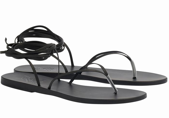 Women Ancient Greek Sandals Celia Gladiator Sandals Black | XUV6697BU