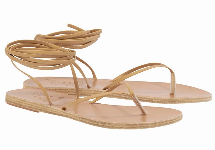 Women Ancient Greek Sandals Celia Gladiator Sandals Beige | TNO208SB