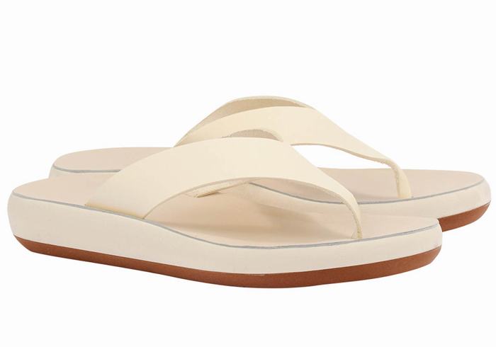 Women Ancient Greek Sandals Charys Comfort Flip Flops White | YXA1759QN