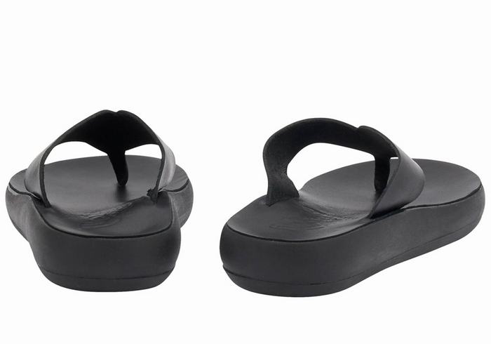 Women Ancient Greek Sandals Charys Comfort Flip Flops Black | NDN3430OQ