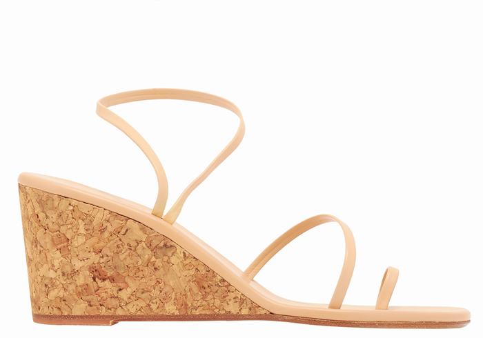 Women Ancient Greek Sandals Chora Mid Wedge Sandals Beige | COA1060AC