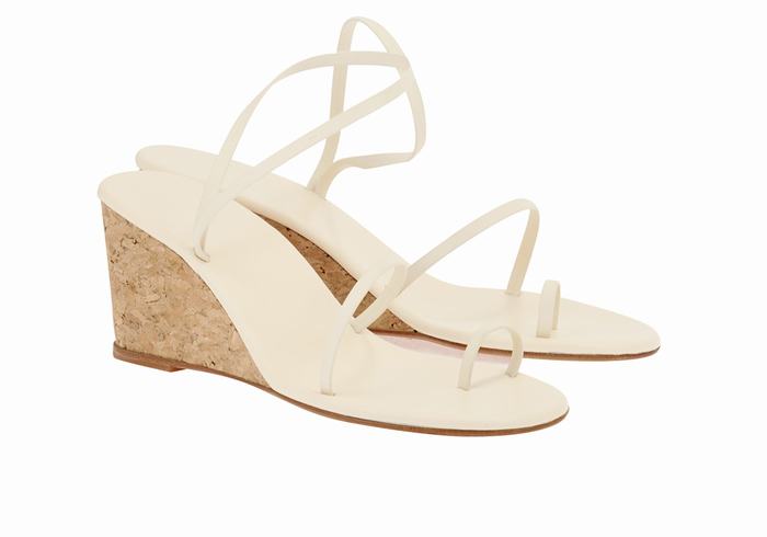 Women Ancient Greek Sandals Chora Mid Wedge Sandals White | LAE7877OM