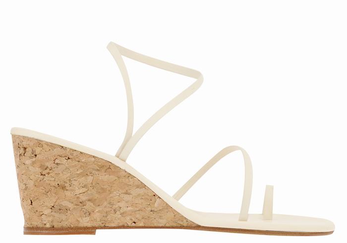 Women Ancient Greek Sandals Chora Mid Wedge Sandals White | LAE7877OM