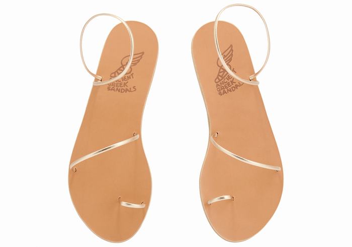 Women Ancient Greek Sandals Chora Toe-Post Sandals Gold White | JVL8549II