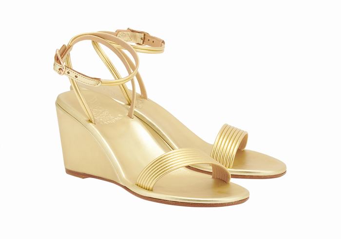 Women Ancient Greek Sandals Chrismos Wedge Sandals Gold | XHM5984VC