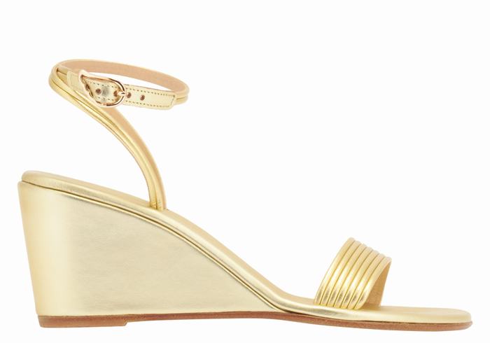 Women Ancient Greek Sandals Chrismos Wedge Sandals Gold | XHM5984VC