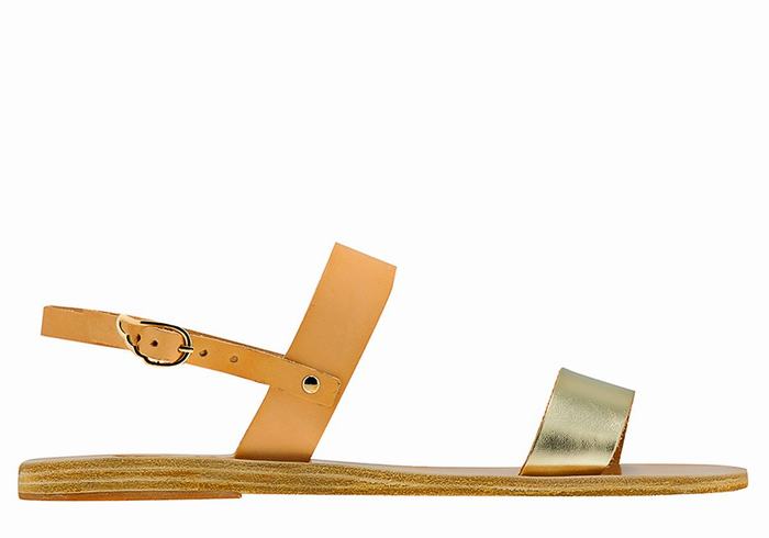 Women Ancient Greek Sandals Clio Back-Strap Sandals Beige Gold White | DLY696MI