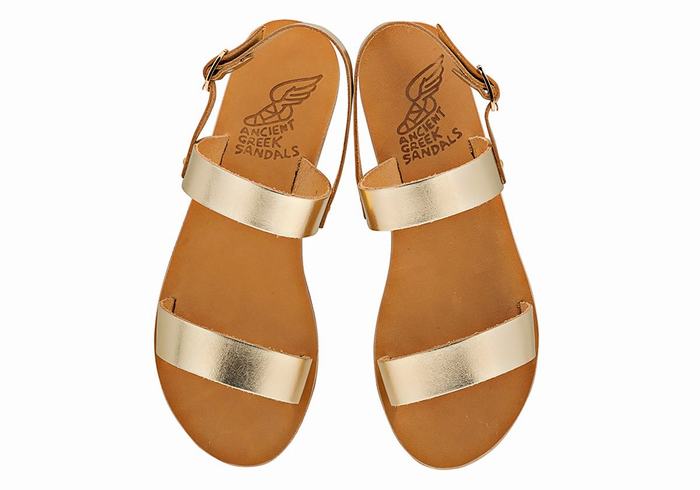 Women Ancient Greek Sandals Clio Back-Strap Sandals Gold White | MZN6290VY