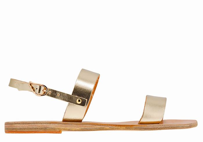 Women Ancient Greek Sandals Clio Back-Strap Sandals Gold White | MZN6290VY