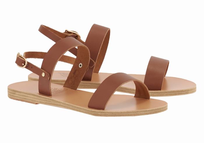 Women Ancient Greek Sandals Clio Back-Strap Sandals Dark Brown | RII5827LM