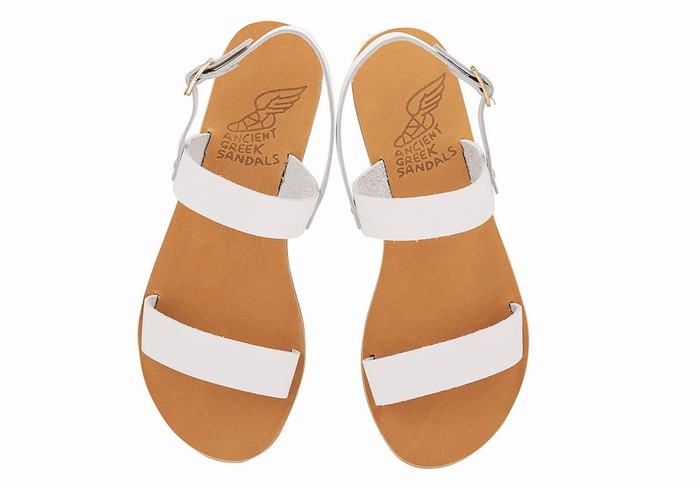 Women Ancient Greek Sandals Clio Back-Strap Sandals White | YIP4478WS