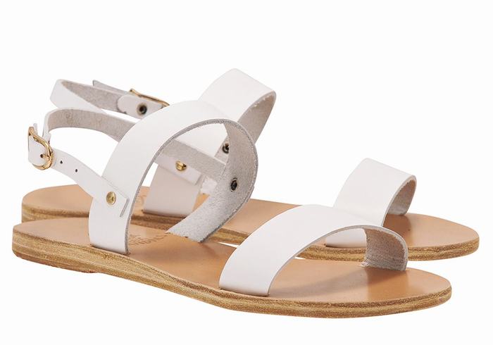 Women Ancient Greek Sandals Clio Back-Strap Sandals White | YIP4478WS