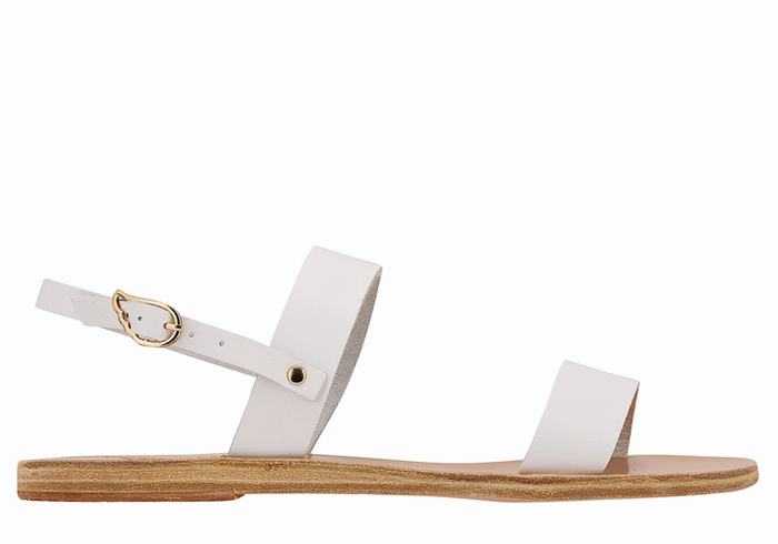 Women Ancient Greek Sandals Clio Back-Strap Sandals White | YIP4478WS