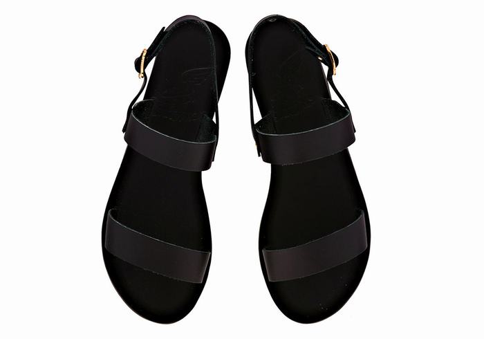 Women Ancient Greek Sandals Clio Back-Strap Sandals Black | ZSN753OA