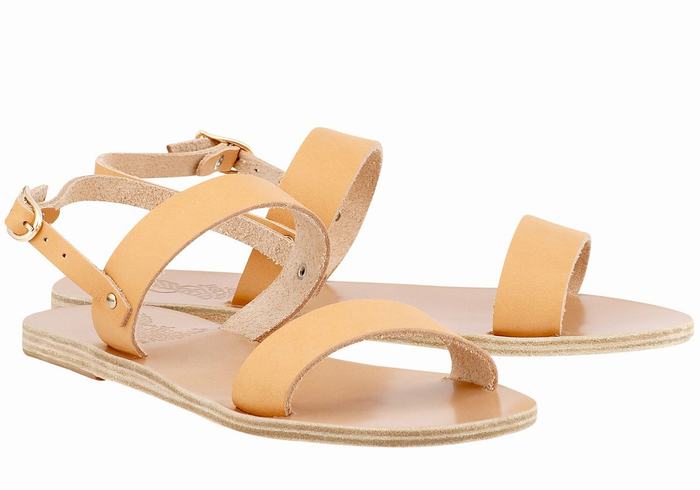 Women Ancient Greek Sandals Clio Back-Strap Sandals Beige | WGX3810SS