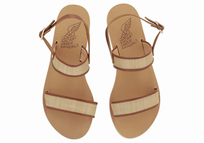 Women Ancient Greek Sandals Clio Casual Sandals Beige Brown | KGL2191FZ