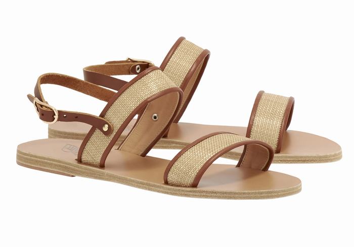 Women Ancient Greek Sandals Clio Casual Sandals Beige Brown | KGL2191FZ