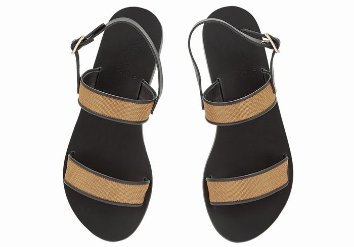 Women Ancient Greek Sandals Clio Casual Sandals Brown Black | FAB6129UT