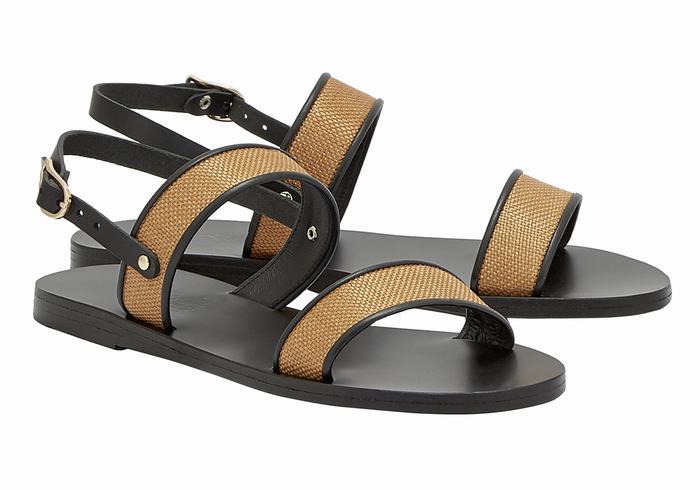 Women Ancient Greek Sandals Clio Casual Sandals Brown Black | FAB6129UT