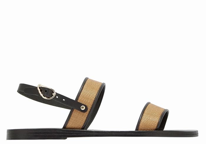 Women Ancient Greek Sandals Clio Casual Sandals Brown Black | FAB6129UT