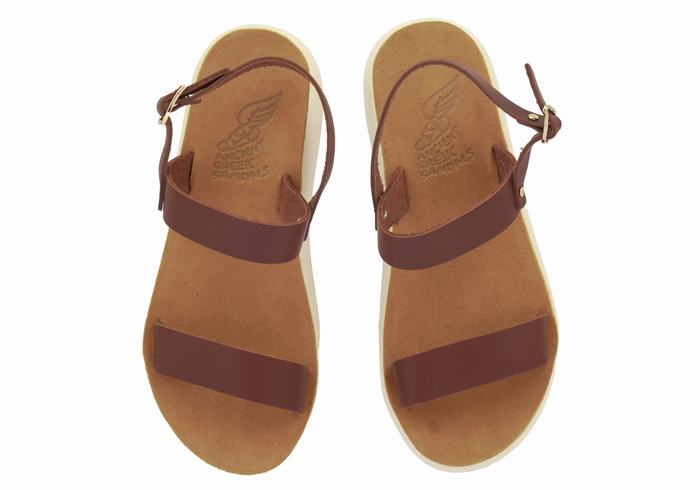 Women Ancient Greek Sandals Clio Comfort Casual Sandals Coffee | WLI186TO