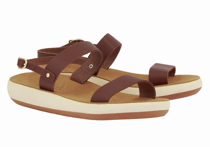 Women Ancient Greek Sandals Clio Comfort Casual Sandals Coffee | WLI186TO