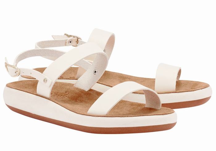 Women Ancient Greek Sandals Clio Comfort Casual Sandals White | AIK5491HL