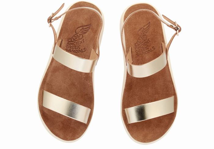 Women Ancient Greek Sandals Clio Comfort Casual Sandals Gold White | DGY1774ID